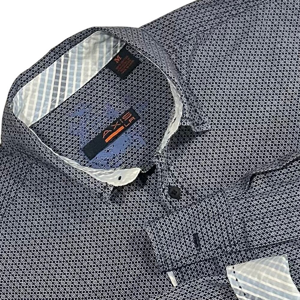 Axis LA Mens Dress Shirt Size Medium Navy Blue and White